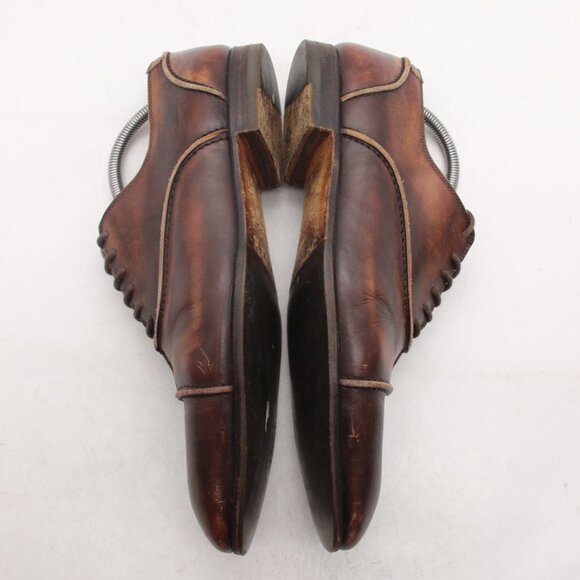 YSL Saint Laurent Rive Gauche Men's Size EU 42 Brown Leather Derby Cap Toe - Picture 8 of 11